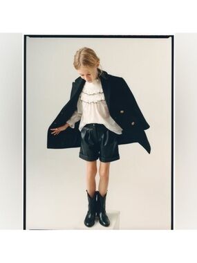 Zara Black Pea Coat with Gold Buttons for Kids